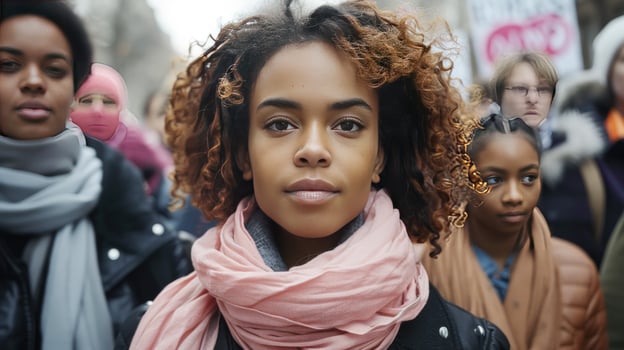 Diverse group people gather solidarity social movement photo