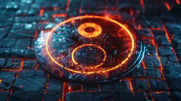 Yin yang symbol on textured stone background balance harmony and duality concept photo