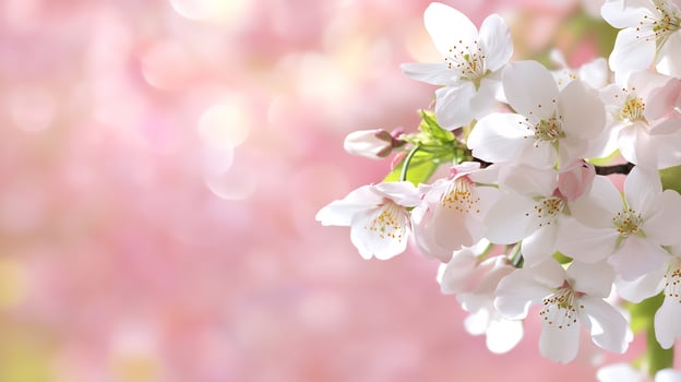 Spring blossoms, soft focus, pink background, nature scene, website banner photo