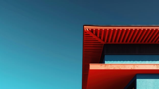 Modern architecture geometric building against clear sky minimalist design photo