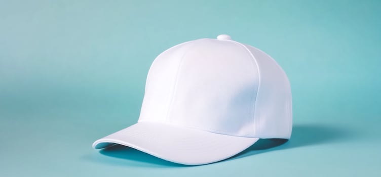 White baseball cap on blue. Perfect for mockup photo