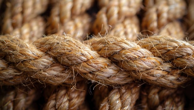 Braided hemp rope texture background close up photo