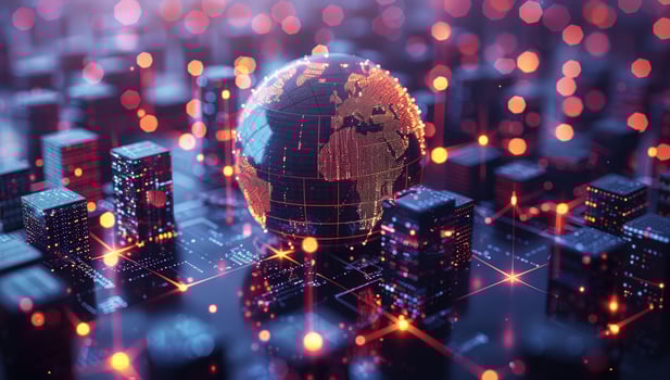 Global network and technology integration digital cityscape photo