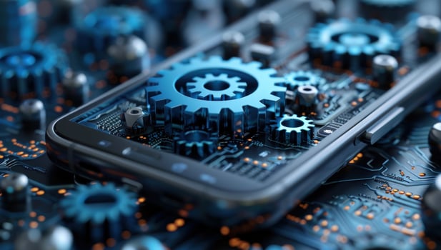 Advanced device technology with integrated circuit and gears photo