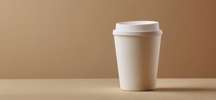 Minimalistic coffee cup on a neutral background, perfect for branding photo