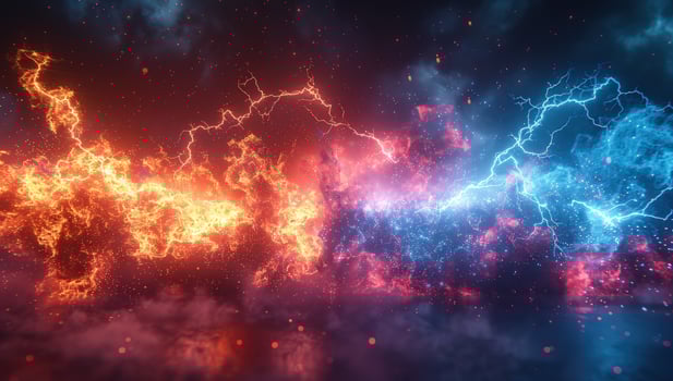 Abstract energy collision of fire and ice digital background photo