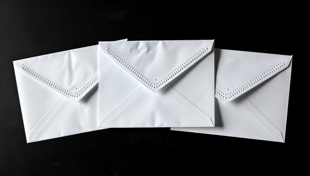 White envelope set for mailing correspondence invitations and communication photo