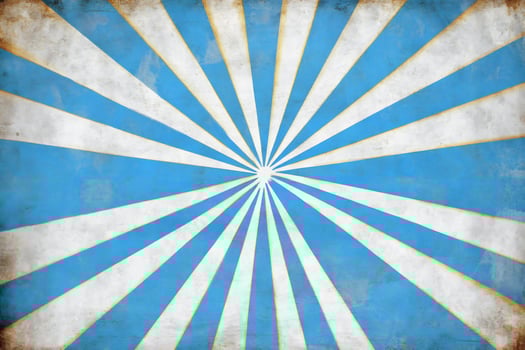 Vintage sunburst background design in blue and white, textured finish photo