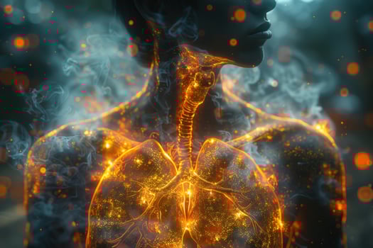Lungs glowing human torso anatomy respiratory system health science visualization photo