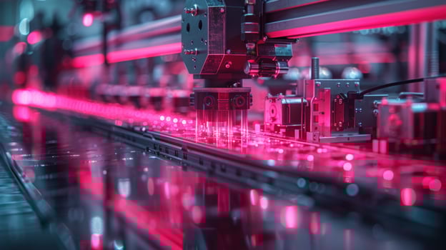 Automated industrial machine manufacturing equipment in factory production line photo