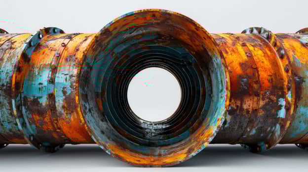 Rusty industrial pipes metal texture background corrosion circle pattern photo