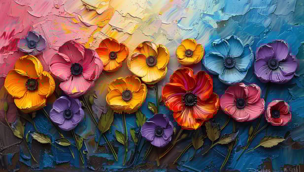 Abstract floral painting with vibrant colors and textured background photo