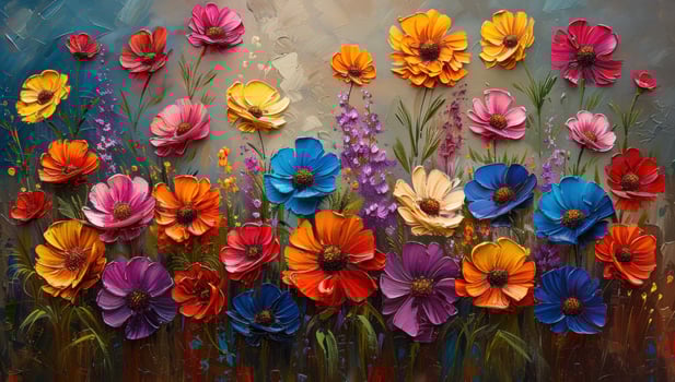 Impasto flowers bloom with texture and color in floral display photo