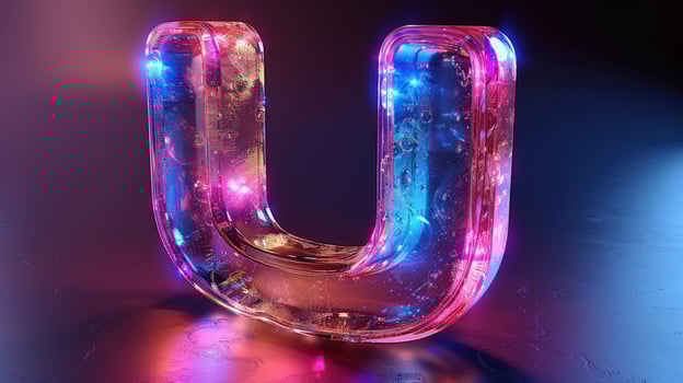 Translucent letter u with gradient colors digital render design element photo