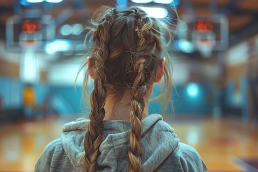 Braided hairstyle at basketball court sport and active lifestyle photo