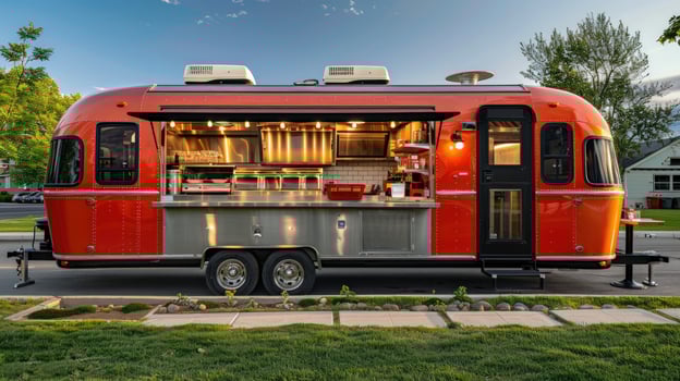 Mobile food truck ready to serve street food business photo