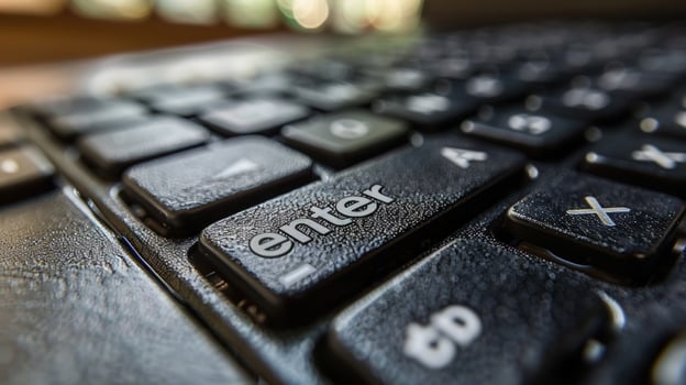 Keyboard enter key close up for technology and business concepts photo