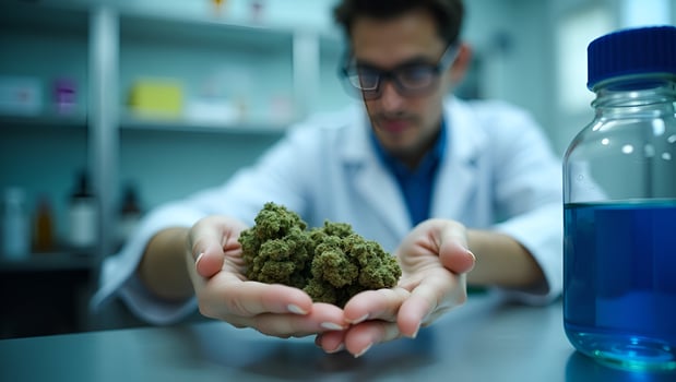 Production of herbal medicines from marijuana in medical experiment showcasing pharmaceutical research and cannabis extraction concept as Production of herbal medicines from marij Act photo