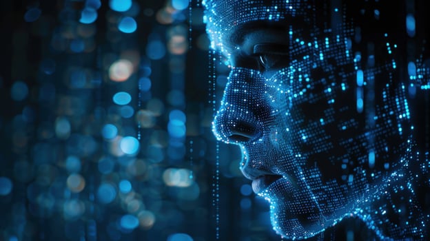 Digital human head profile artificial intelligence conceptual illustration photo