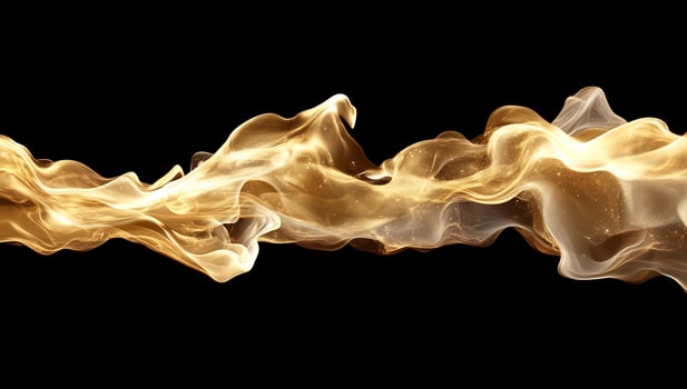 Golden abstract wave, dark background, design element photo