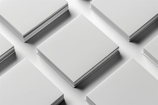 Minimalist stacks of square white paper sheets background texture design photo