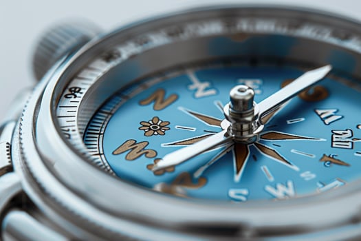 Mechanical compass timepiece for timekeeping and navigation measurement photo