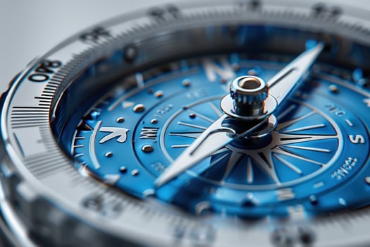Blue compass for direction and exploration metal navigation tool photo