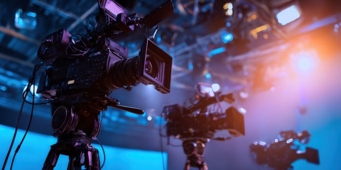 The vibrant film cameras in an advanced studio setting ready for production photo
