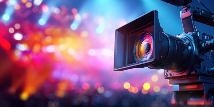 The camera capturing vibrant lights at a live concert performance. photo