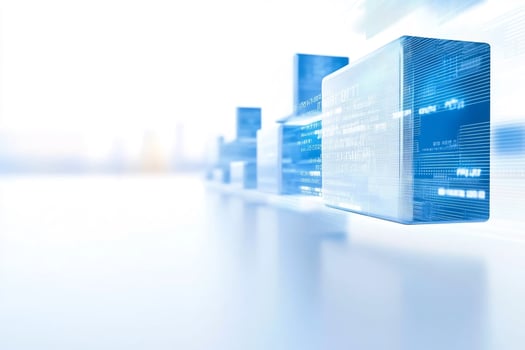 Data cubes flow city background tech concept photo