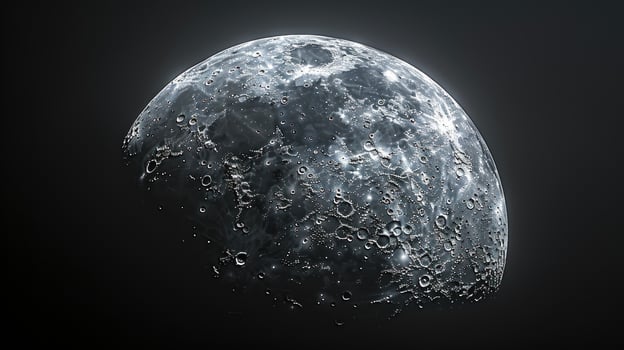Detailed surface of a moon or planet with craters and rough terrain in space photo