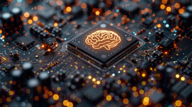 Artificial intelligence brain chip technology concept photo