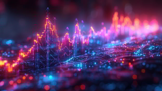 Vibrant abstract data graph visualization for technological progress and market trends photo