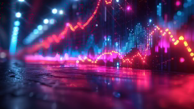 Abstract neon financial chart data visualization technology photo