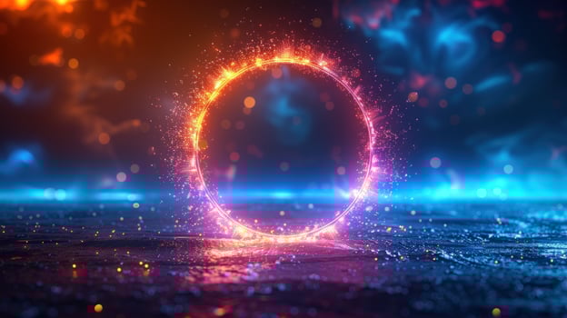 Glowing circle abstract light energy background photo