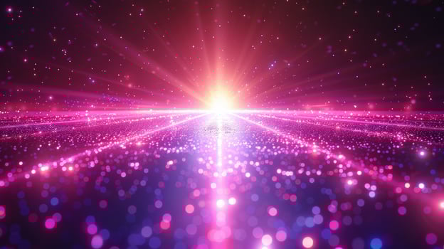 Abstract light beam with sparkling particle background photo