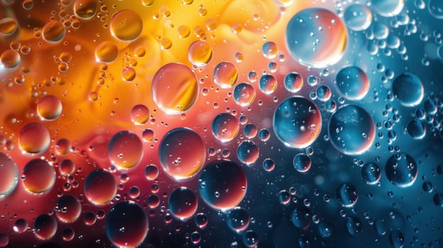 Abstract oil droplet in water background with vibrant colors and reflections photo
