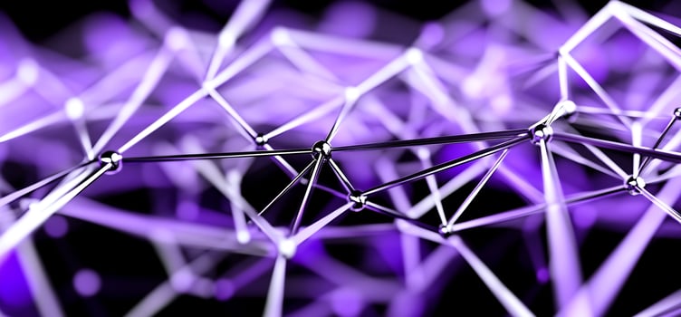Abstract geometric network structure with purple highlights, showcasing connectivity photo