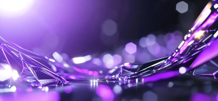 Abstract purple and black landscape with shimmering geometric shapes photo
