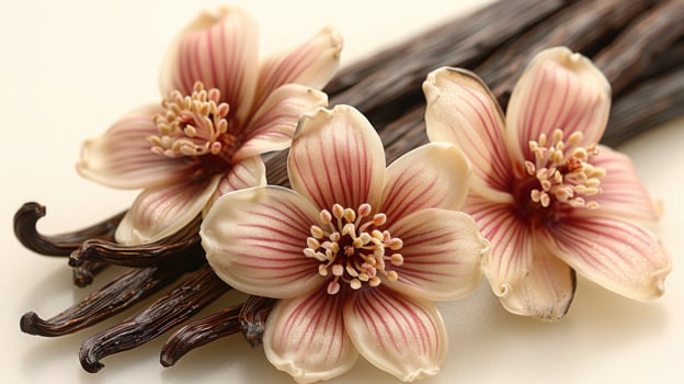 Vanilla bean and flower duo aromatic flavoring ingredient photo