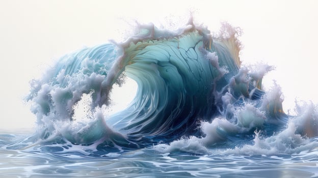 Ocean wave rising and cresting against light background water surface motion photo