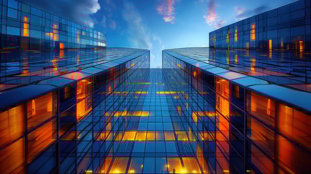Reflective glass office buildings modern architecture sky view photo