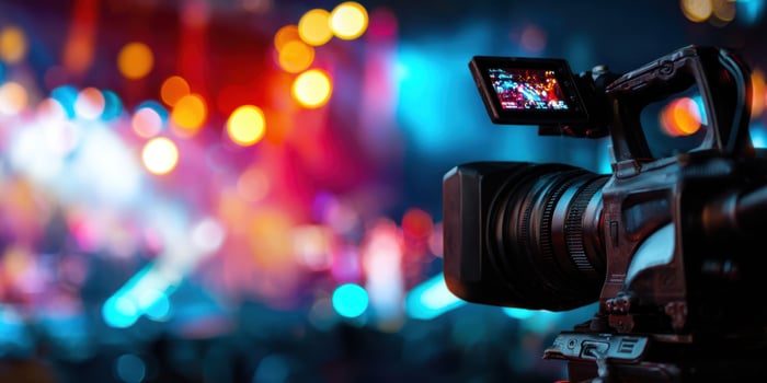 The camera capturing vibrant moments during a live concert performance photo
