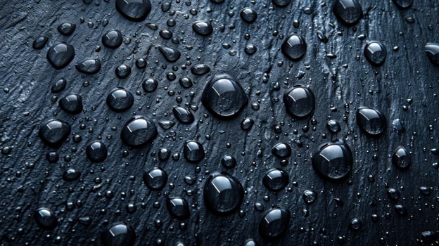 Water droplets on dark textured background abstract wet surface photo
