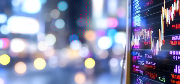 Night city stock market data display photo
