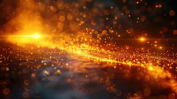 Golden particle stream abstract light burst background photo