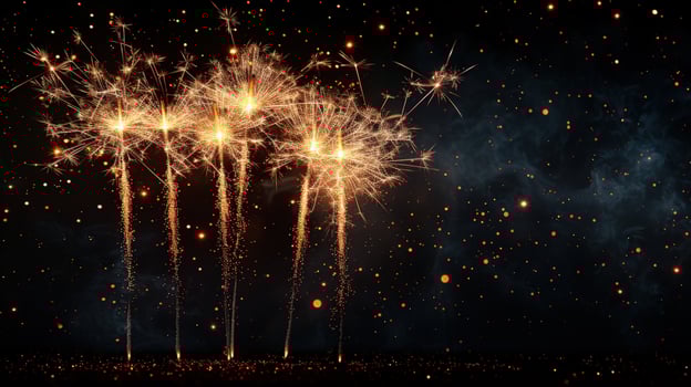 Sparkler celebration in the night sky festive holiday background photo