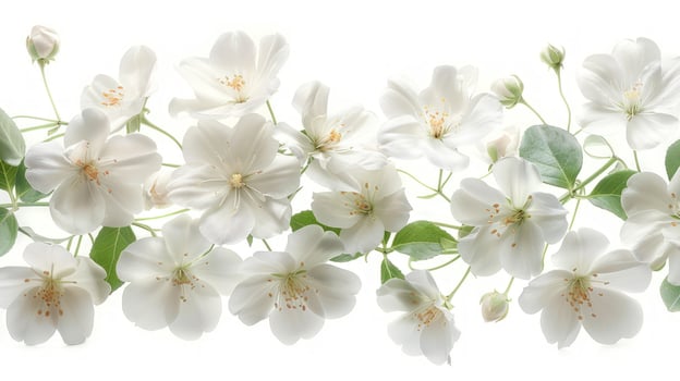 White dog rose flowers arrangement isolated on white background seamless floral design photo