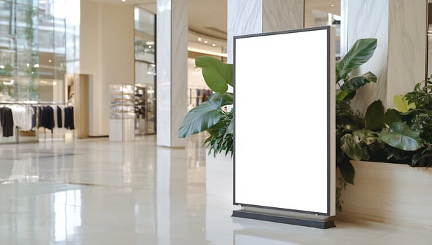 Blank mall sign, retail store background photo