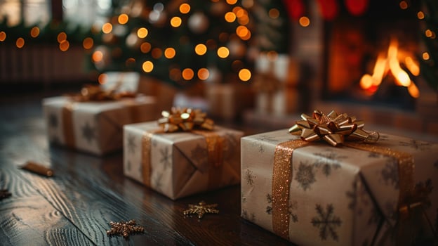Christmas gift boxes festive holiday celebration background photo